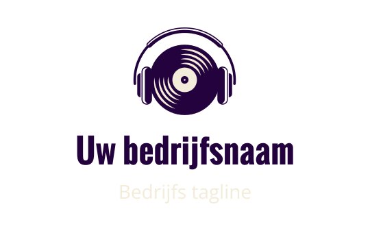 Modern logo ontwerp met een vinylplaat en koptelefoon in paars
