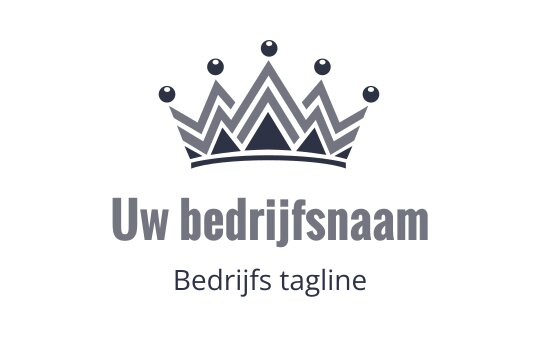 Elegante kroon logo ontwerp in donkerblauw en grijstinten