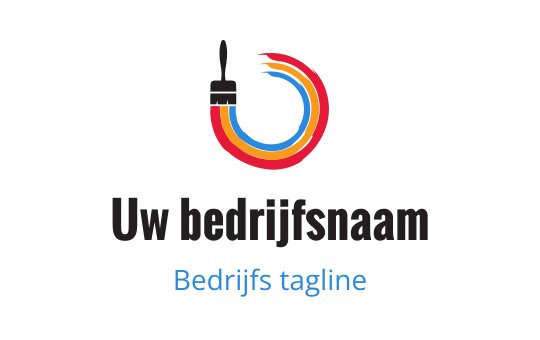 Kleurrijk logo ontwerp met een penseel en draaiende rode, gele en blauwe elementen