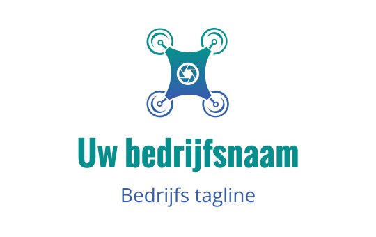 Modern logo ontwerp van een drone met een teal en blauwe kleurenschema