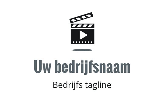 Modern logo ontwerp van een filmklapper met een afspeelknop element