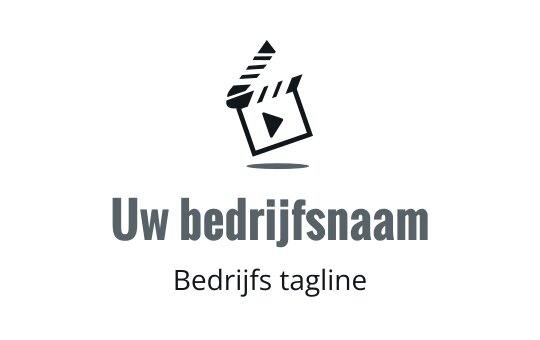 Creatief logo ontwerp van een filmklapper met een afspeelknop element