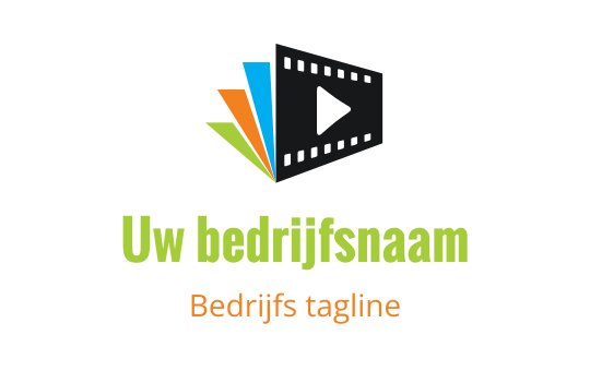 Dynamisch logo ontwerp met een filmstrip en kleurrijke driehoekige elementen