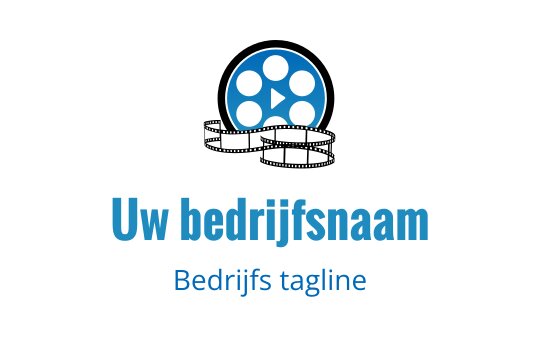 Modern blauw filmrol logo ontwerp met accent van afspeelknop