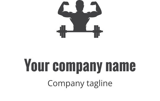 Dapper logo ontwerp met een gespierd figuur dat gewichten heft