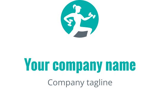 Dynamisch logo ontwerp met een silhouet van een hardloper met gewichten