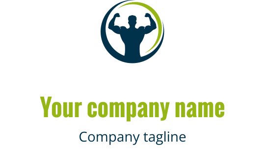 Dapper marineblauw en gouden logo ontwerp met dynamische fitness elementen