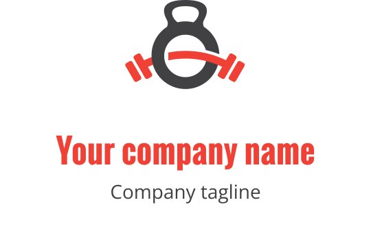 Dapper rood en grijs logo ontwerp met gestileerde gewichten