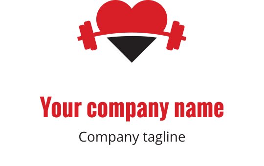 Dik zwart en rood logo ontwerp met een gestileerde hartvorm