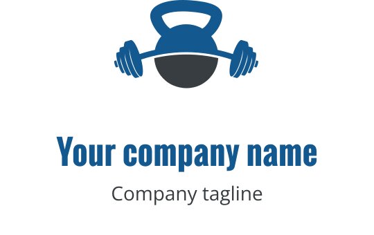 Modern logo ontwerp met teal en grijze gestileerde gewichten