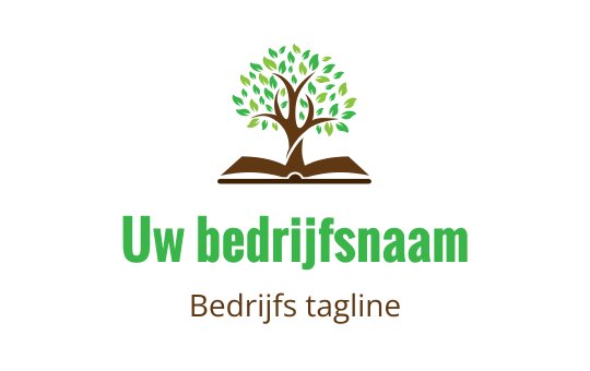 Boom logo ontwerp met groene bladeren boven een open boek