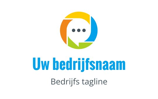 Kleurrijk cirkelvormig logo met overlappende spraakballonnen en moderne typografie
