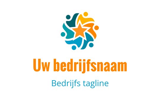Kleurrijk logo ontwerp met een ster omringd door abstracte figuren