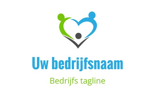 Kleurrijk hart logo ontwerp met abstracte figuren in groen en blauw