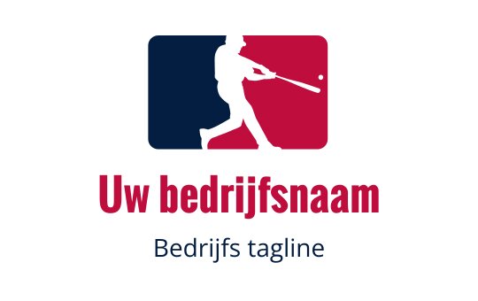Dynamisch logo ontwerp met een slagman in actie en rode en blauwe elementen