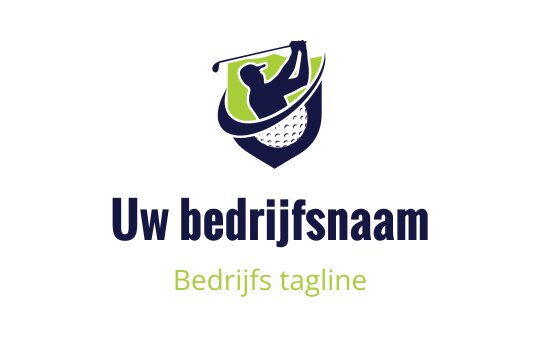 Dynamisch golf logo ontwerp met een golfer in actie binnen een schildvorm