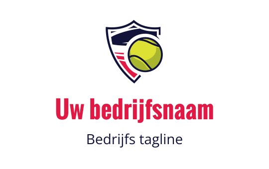 Shield logo ontwerp met een tennisbal en rode accenten