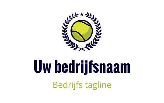 Modern tennis logo ontwerp met een gele bal en lauriertak