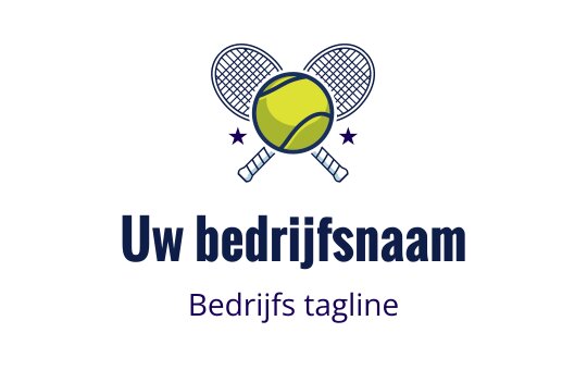 Modern logo ontwerp voor tennis met gekruiste rackets en een gele bal