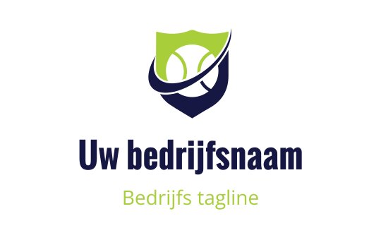 Modern schild logo ontwerp met groene en marineblauwe elementen