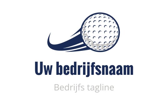 Dynamisch golfbal logo ontwerp met bewegingslijnen in blauw en wit