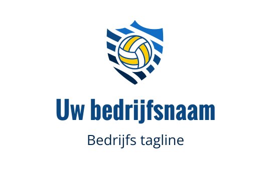 Modern schild logo ontwerp met een volleybal en blauwe strepen