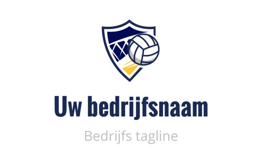 Schild logo ontwerp met een volleybal en blauwe accenten