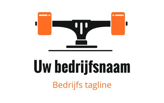 Dapper logo ontwerp met een skateboard truck in zwart en oranje