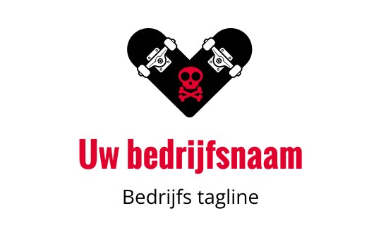 Dapper hart logo ontwerp met een schedel en gekruiste botten in het rood