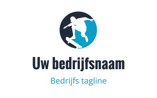 Dynamisch skateboarder logo ontwerp met een blauwe cirkelachtergrond