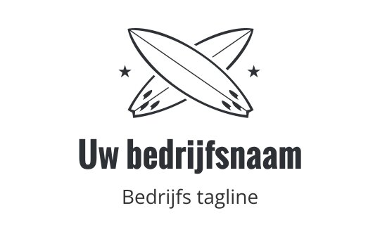 Minimalistisch logo ontwerp met gekruiste surfplanken en sterren