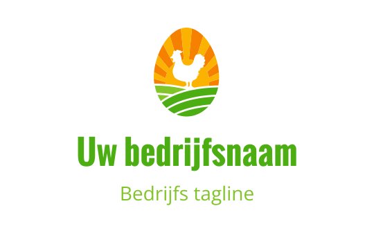 Kleurrijk ei logo ontwerp met een kip en zonnestraal achtergrond