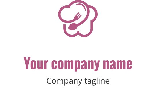 Logo ontwerp van een chef-kokshat met een vork en lepel in roze
