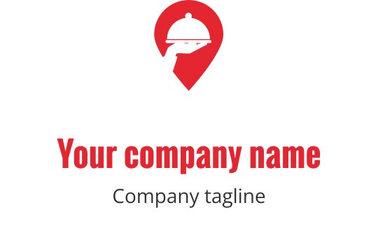 Dik rood logo ontwerp met een gestileerde bezorgtruck