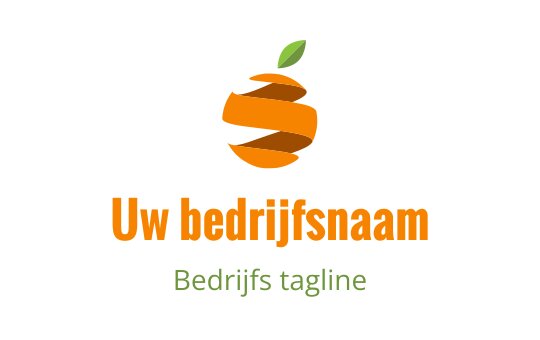 Modern oranje fruit logo ontwerp met groene bladvormen