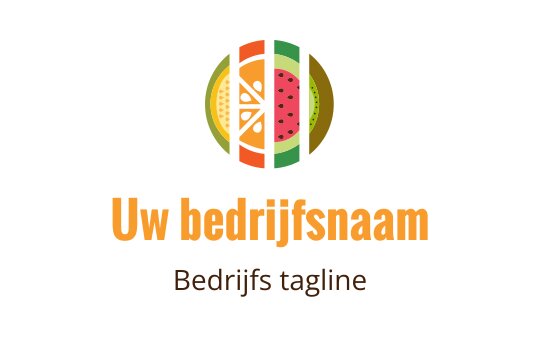 Kleurrijk logo ontwerp met gesneden fruit in een cirkelvormige opstelling