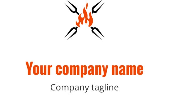 Dapper logo ontwerp met een vlam boven gestileerde tekst in oranje en grijs