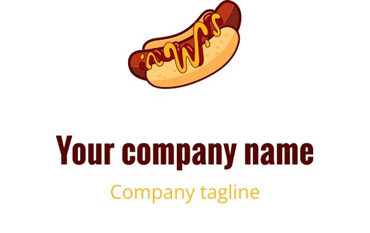 Speelse hotdog logo ontwerp met mosterd en een broodje