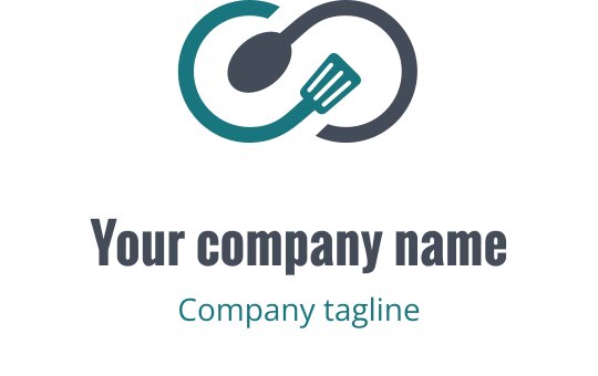 Modern teal en groene logo ontwerp met een gestileerd keukengerei