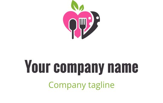 Modern logo ontwerp met een gestileerd blad in grijs, roze en limoen