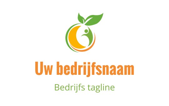 Modern logo ontwerp met een cirkelvorm en groene bladeren met oranje accenten