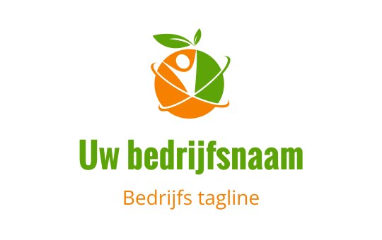 Vibrant logo ontwerp met een groene en oranje abstracte figuur met bladeren