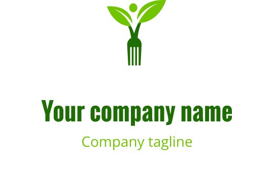 Modern groen logo ontwerp met een vork en bladeren