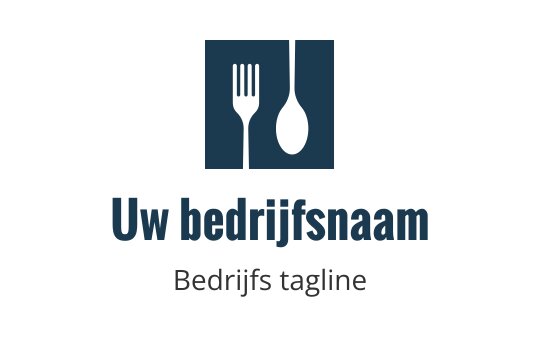 Modern logo ontwerp met een vork en lepel in een vierkant