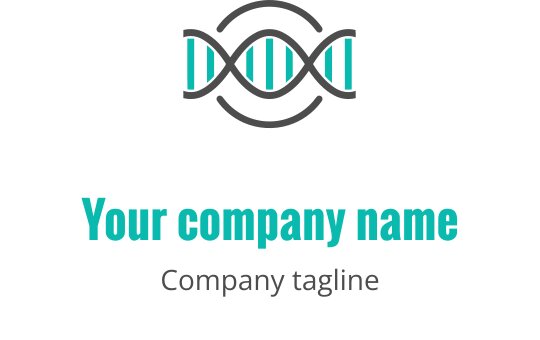 Modern logo ontwerp van een DNA-streng met teal en grijze elementen