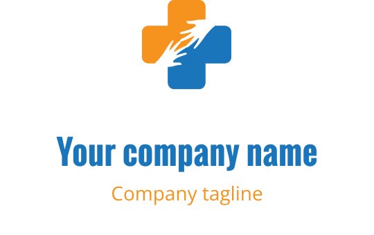 Modern logo ontwerp met een kleurrijk kruis en dynamische golf elementen