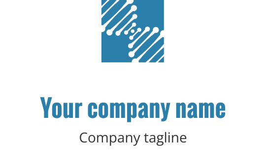 Teal logo ontwerp met verstrengelde DNA-strengen in een moderne stijl