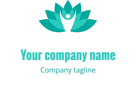 Elegant teal lotus bloem logo ontwerp met ronde bloemblaadjes
