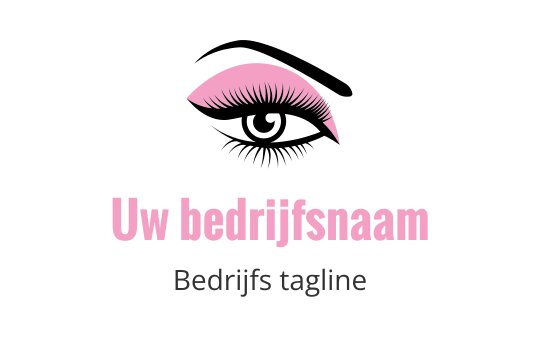 Elegant logo ontwerp met een roze wimper boven gestileerde tekst