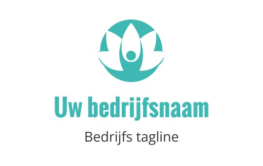 Modern teal logo ontwerp met een gestileerde lotus en figuur